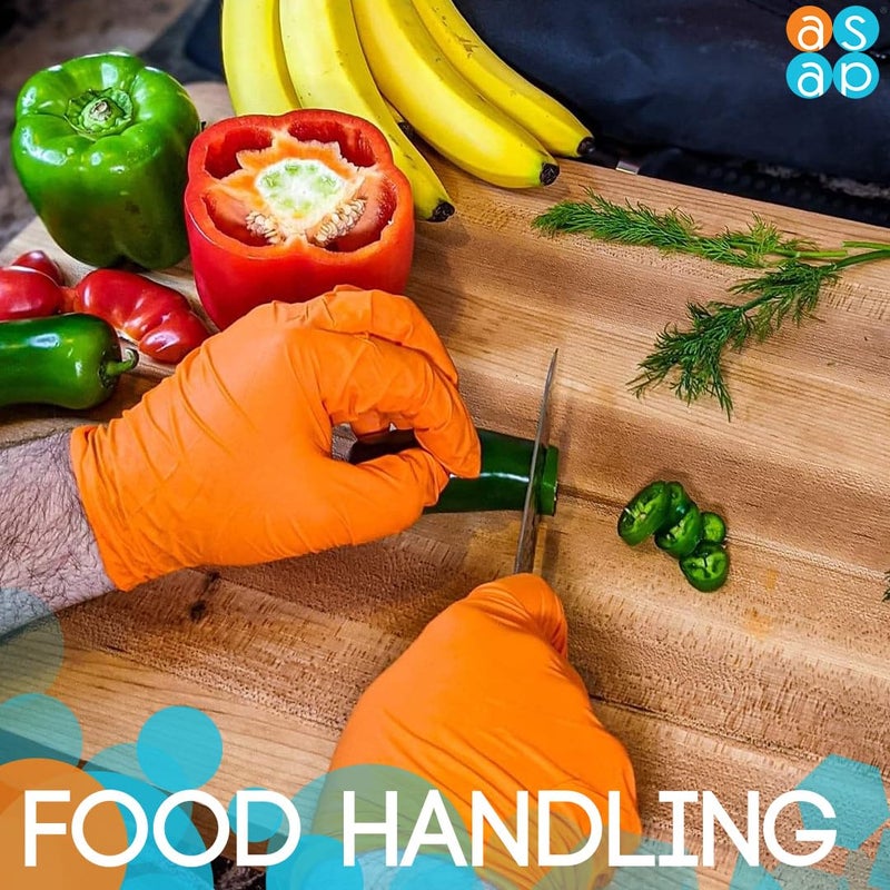 ASAP Orange Nitrile Gloves - Latex and Powder Free Examination Gloves - Disposable, Medical and Food Safe Orange Nitrile Powder Free Gloves - 4.5 Mil Nitrile Gloves Large - Pack of 100 - Image 5
